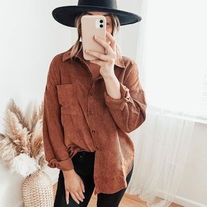 rust corduroy oversized button down